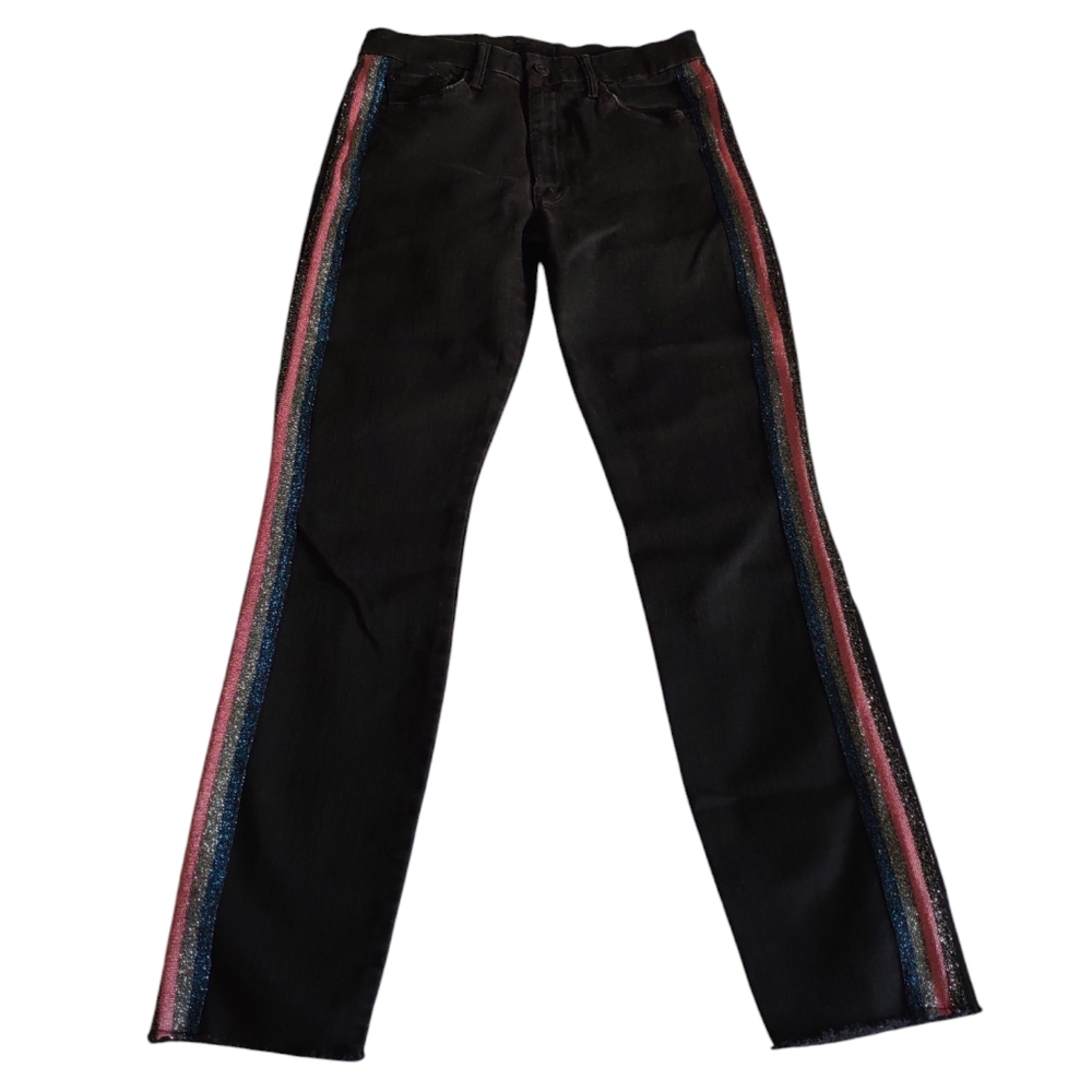 Mother Size 26 High Waist Looker Ankle Fray Glitter Guilty Jeans